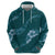 Aloha Hawaii Floral Tapa Zip Hoodie Patchwork Teal - Polynesian Pride
