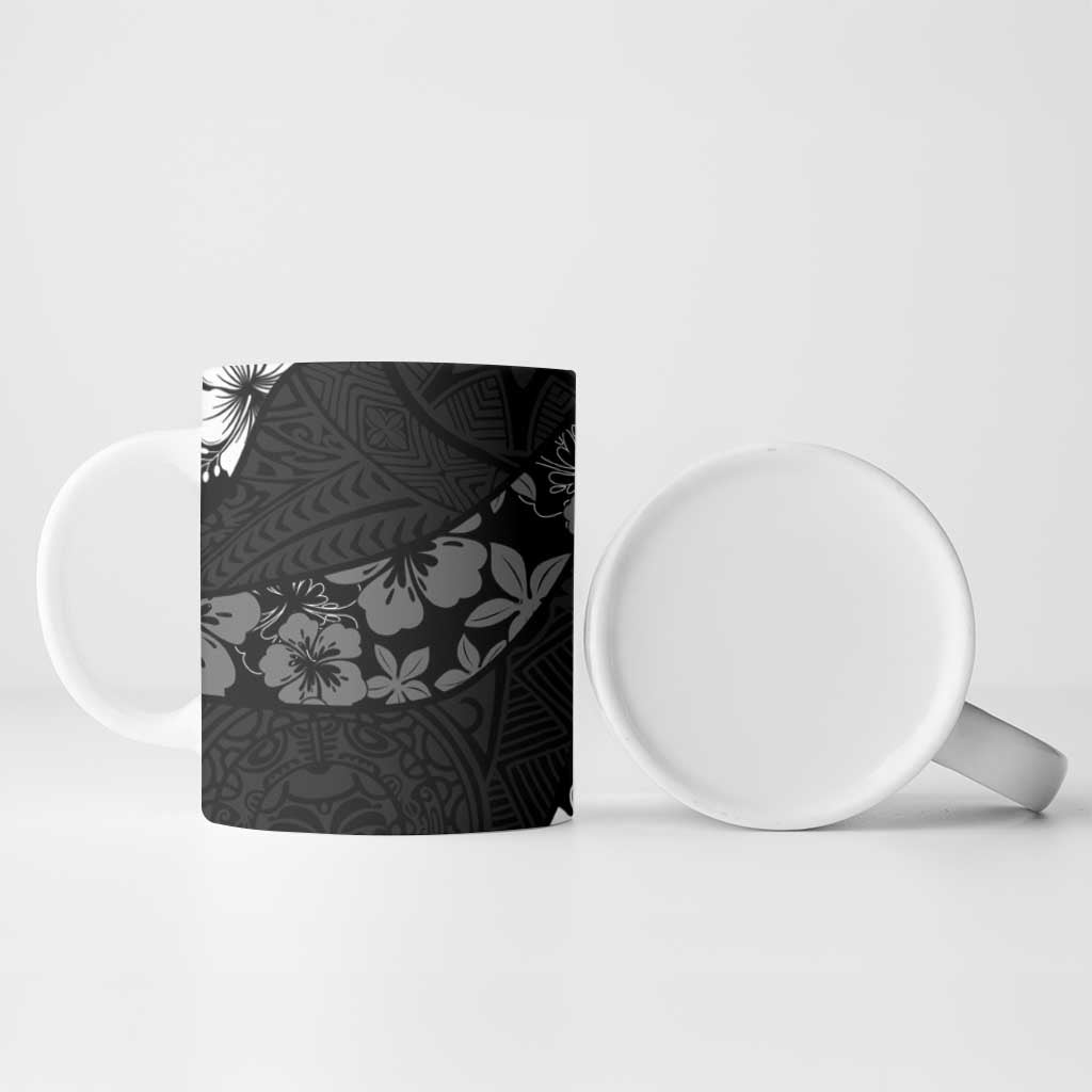 Aloha Hawaii Floral Tapa Ceramic Mug Patchwork Charcoal - Polynesian Pride