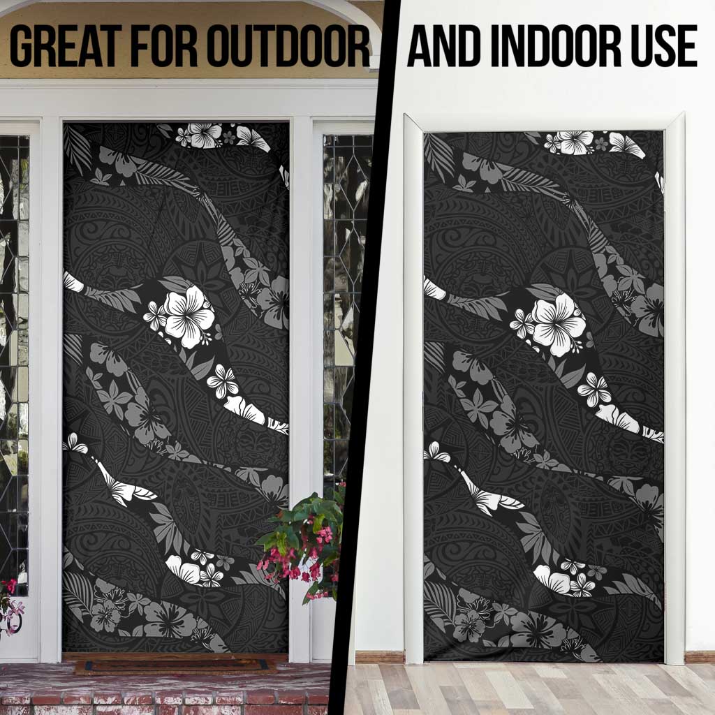 Aloha Hawaii Floral Tapa Door Cover Patchwork Charcoal - Polynesian Pride
