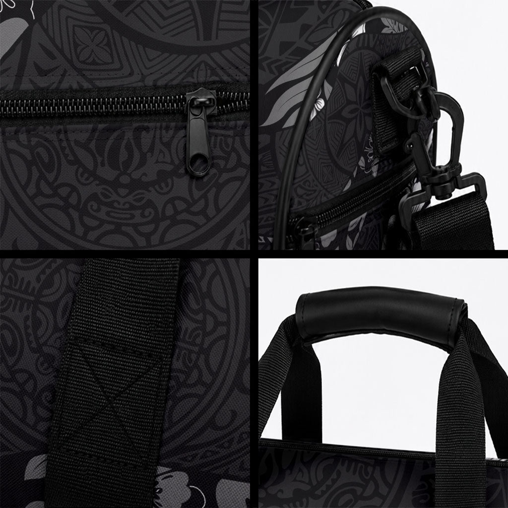 Aloha Hawaii Floral Tapa Duffle Bag Patchwork Charcoal
