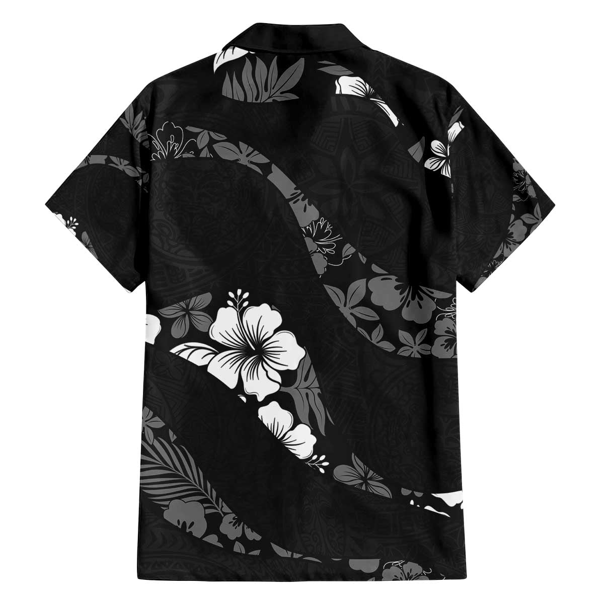 Aloha Hawaii Floral Tapa Family Matching Off The Shoulder Long Sleeve Dress and Hawaiian Shirt Patchwork Charcoal LT7 - Polynesian Pride