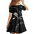 Aloha Hawaii Floral Tapa Family Matching Off Shoulder Maxi Dress and Hawaiian Shirt Patchwork Charcoal - Polynesian Pride