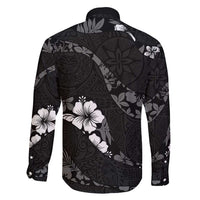 Aloha Hawaii Floral Tapa Family Matching Off Shoulder Short Dress and Hawaiian Shirt Patchwork Charcoal - Polynesian Pride