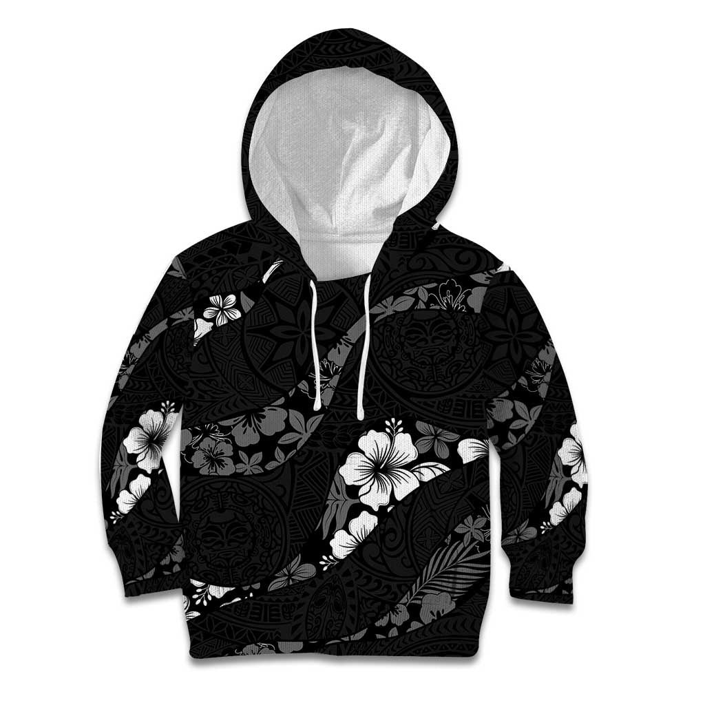 Aloha Hawaii Floral Tapa Kid Hoodie Patchwork Charcoal LT7 Hoodie Charcoal - Polynesian Pride