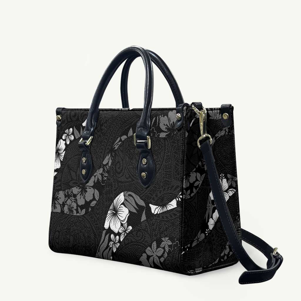 Aloha Hawaii Floral Tapa Leather Bag Patchwork Charcoal - Polynesian Pride