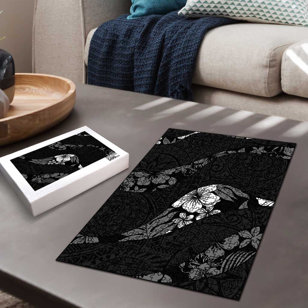 Aloha Hawaii Floral Tapa Puzzle Patchwork Charcoal - Polynesian Pride