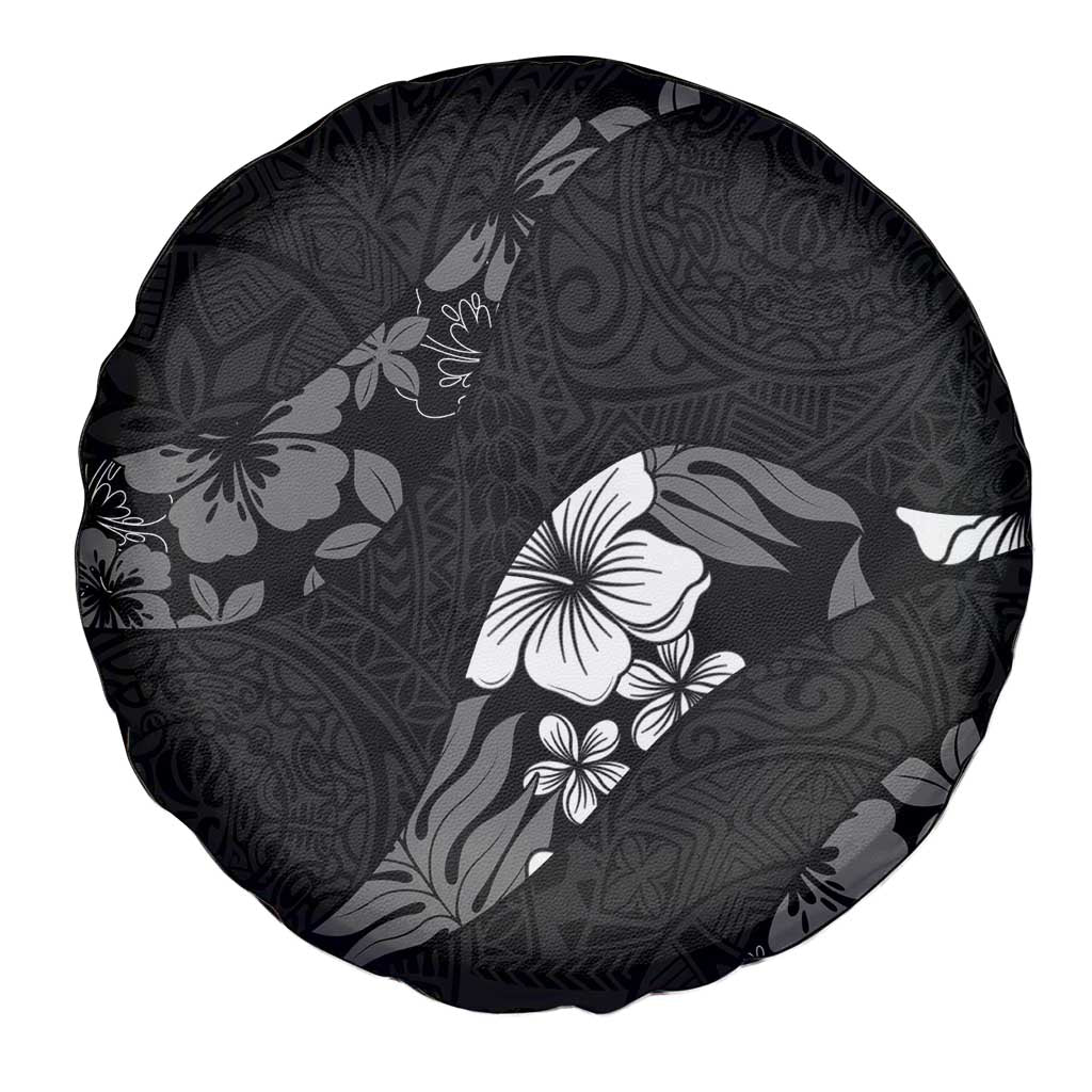 Aloha Hawaii Floral Tapa Spare Tire Cover Patchwork Charcoal - Polynesian Pride