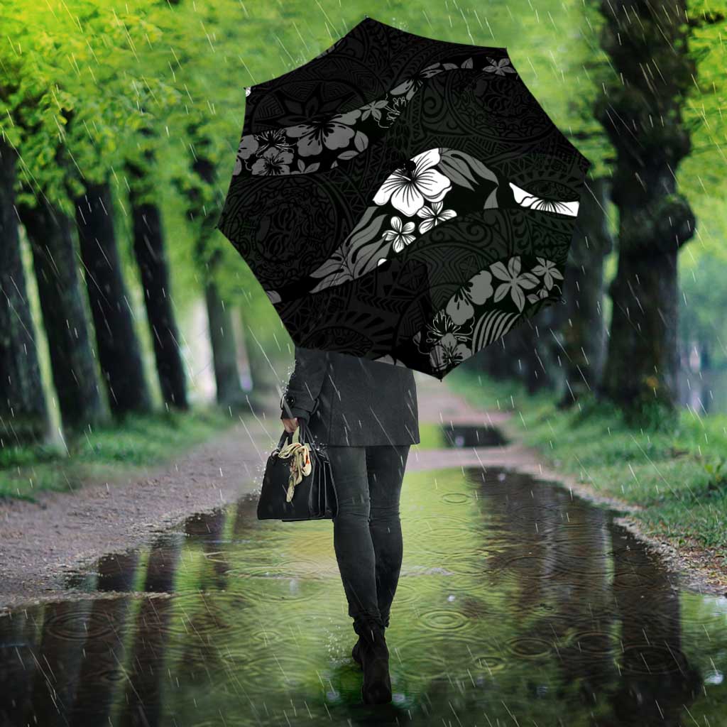 Aloha Hawaii Floral Tapa Umbrella Patchwork Charcoal - Polynesian Pride