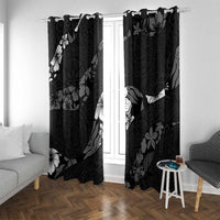 Aloha Hawaii Floral Tapa Window Curtain Patchwork Charcoal - Polynesian Pride
