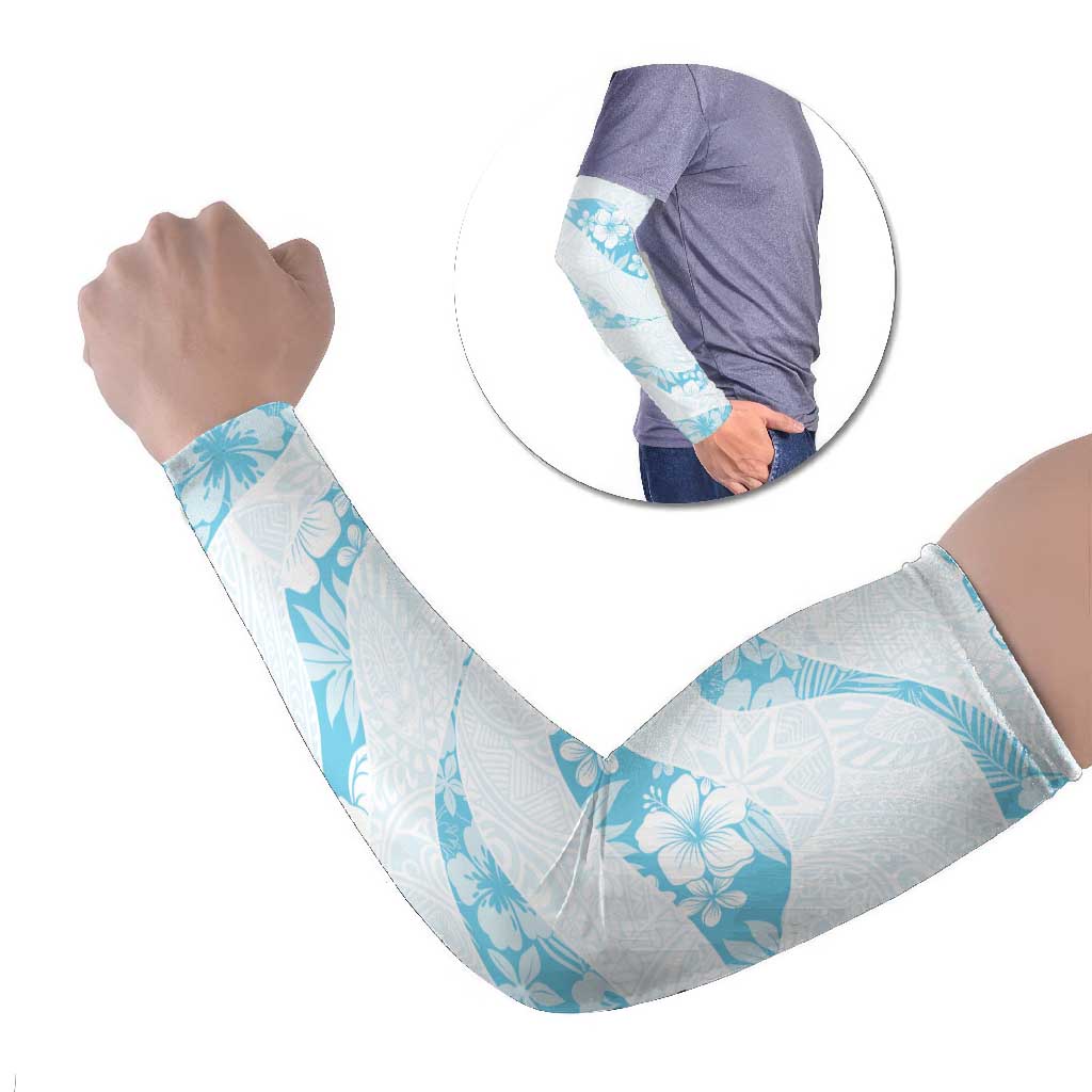 Aloha Hawaii Floral Tapa Arm Sleeves Patchwork Turquoise LT7 Set of 2 Turquoise - Polynesian Pride