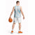 Aloha Hawaii Floral Tapa Basketball Jersey Patchwork Turquoise - Polynesian Pride