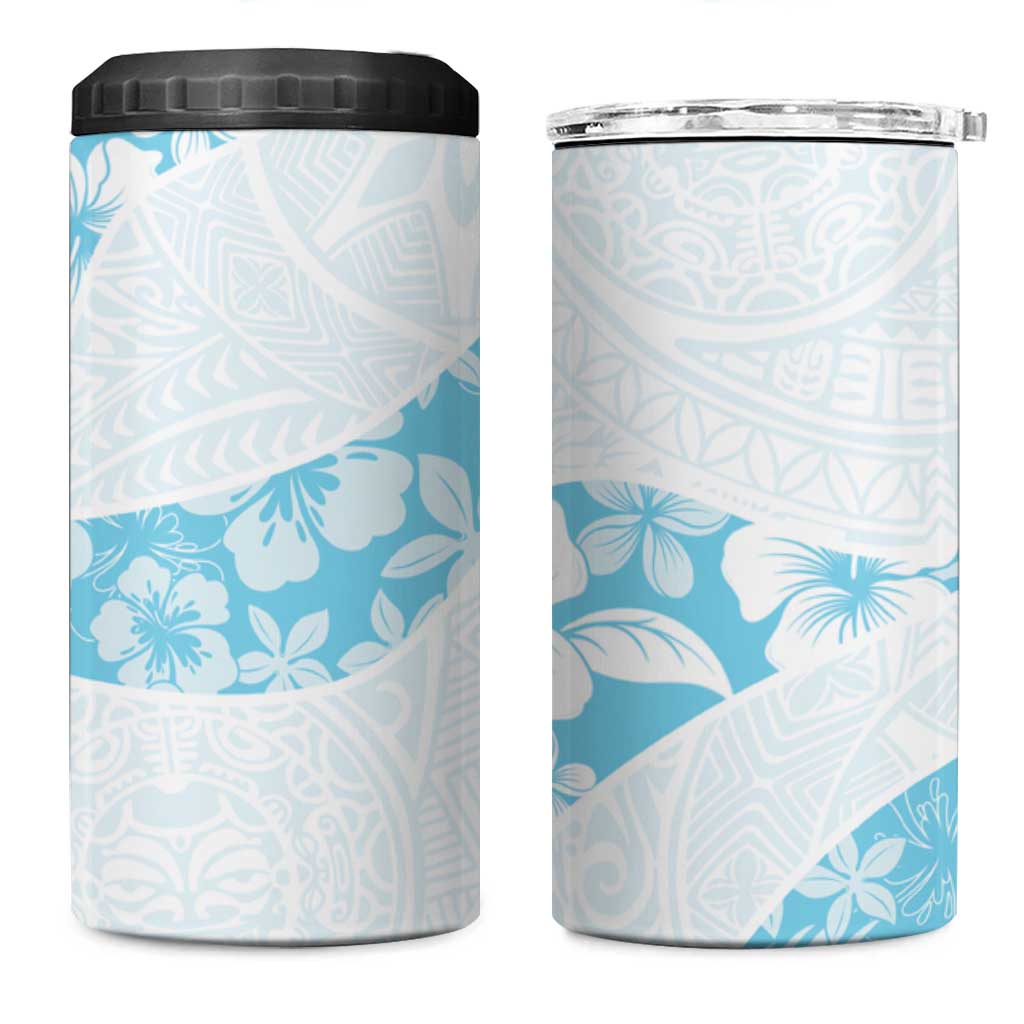 Aloha Hawaii Floral Tapa 4 in 1 Can Cooler Tumbler Patchwork Turquoise LT7 One Size: 16 oz Turquoise - Polynesian Pride