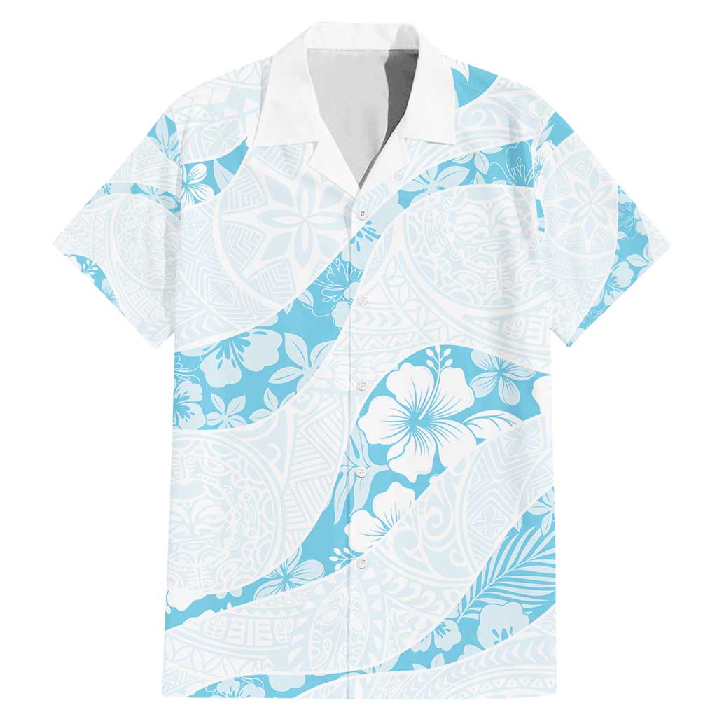 Aloha Hawaii Floral Tapa Family Matching Mermaid Dress and Hawaiian Shirt Patchwork Turquoise - Polynesian Pride