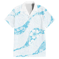 Aloha Hawaii Floral Tapa Family Matching Short Sleeve Bodycon Dress and Hawaiian Shirt Patchwork Turquoise - Polynesian Pride
