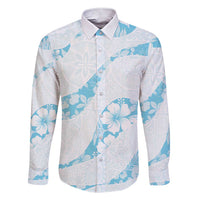 Aloha Hawaii Floral Tapa Family Matching Short Sleeve Bodycon Dress and Hawaiian Shirt Patchwork Turquoise - Polynesian Pride