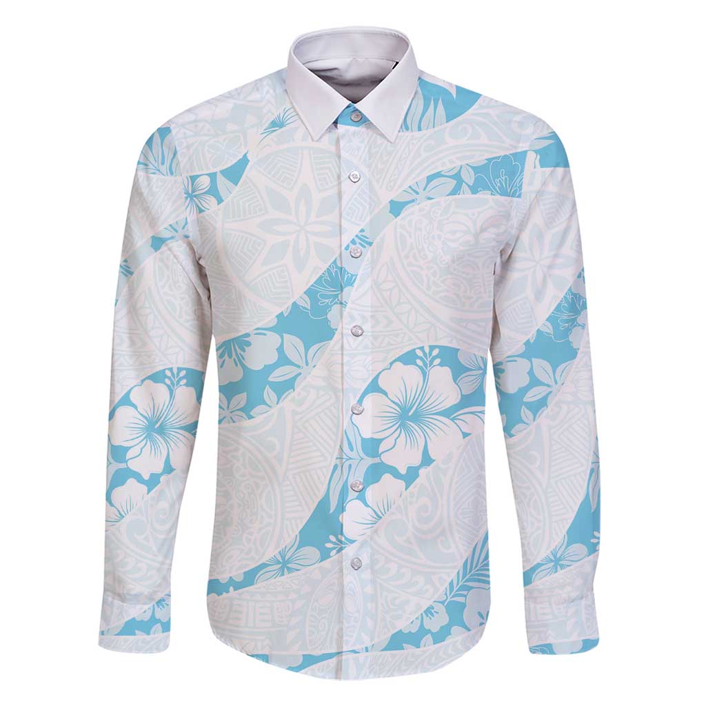 Aloha Hawaii Floral Tapa Family Matching Tank Maxi Dress and Hawaiian Shirt Patchwork Turquoise - Polynesian Pride
