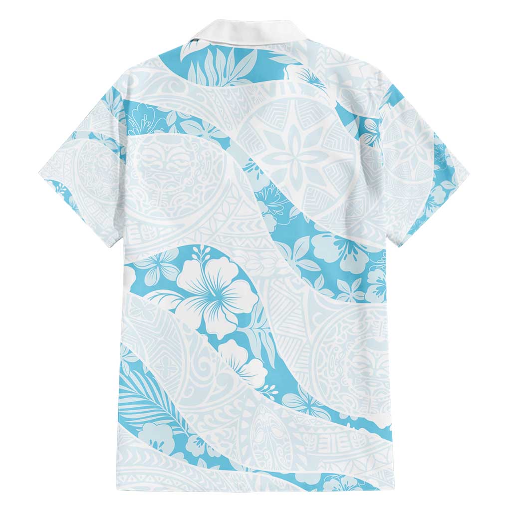 Aloha Hawaii Floral Tapa Hawaiian Shirt Patchwork Turquoise - Polynesian Pride