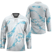 Aloha Hawaii Floral Tapa Hockey Jersey Patchwork Turquoise - Polynesian Pride