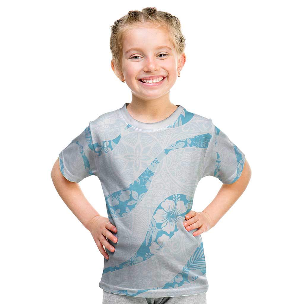Aloha Hawaii Floral Tapa Kid T Shirt Patchwork Turquoise - Polynesian Pride