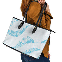 Aloha Hawaii Floral Tapa Leather Tote Bag Patchwork Turquoise - Polynesian Pride