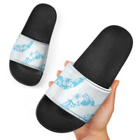 Aloha Hawaii Floral Tapa Slide Sandals Patchwork Turquoise - Polynesian Pride