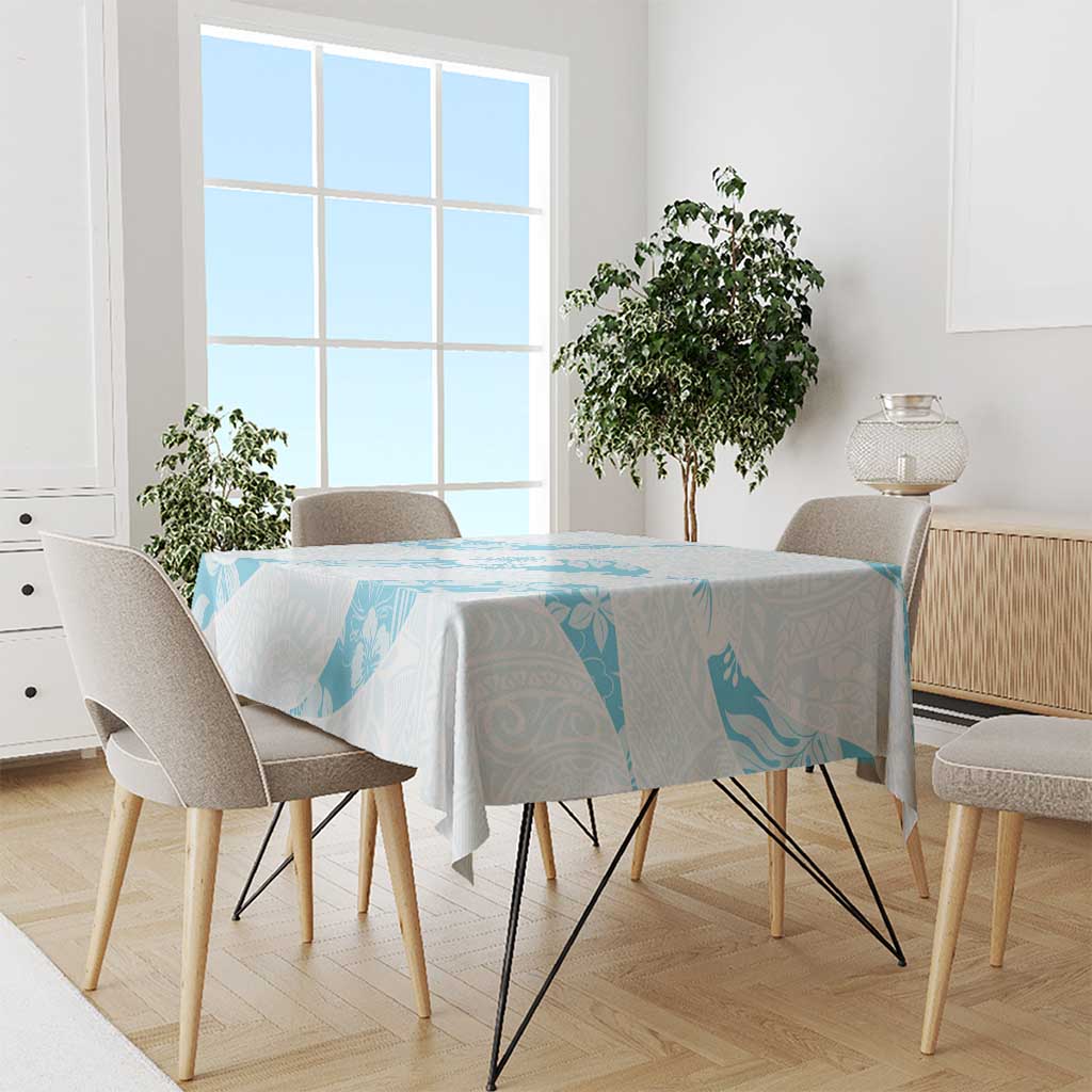 Aloha Hawaii Floral Tapa Tablecloth Patchwork Turquoise - Polynesian Pride
