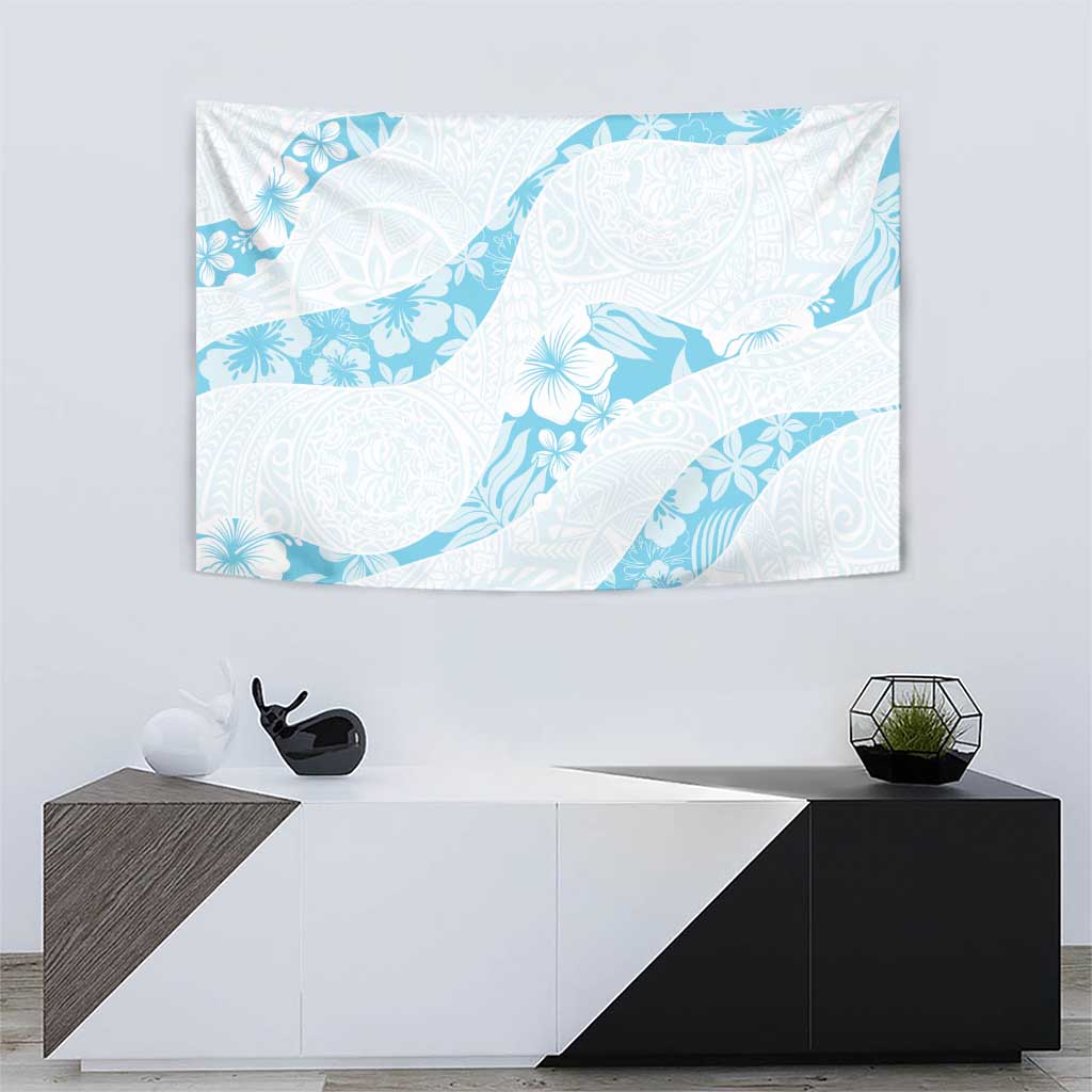 Aloha Hawaii Floral Tapa Tapestry Patchwork Turquoise - Polynesian Pride