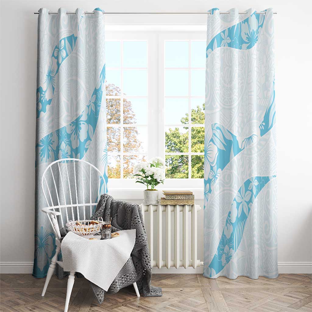 Aloha Hawaii Floral Tapa Window Curtain Patchwork Turquoise - Polynesian Pride