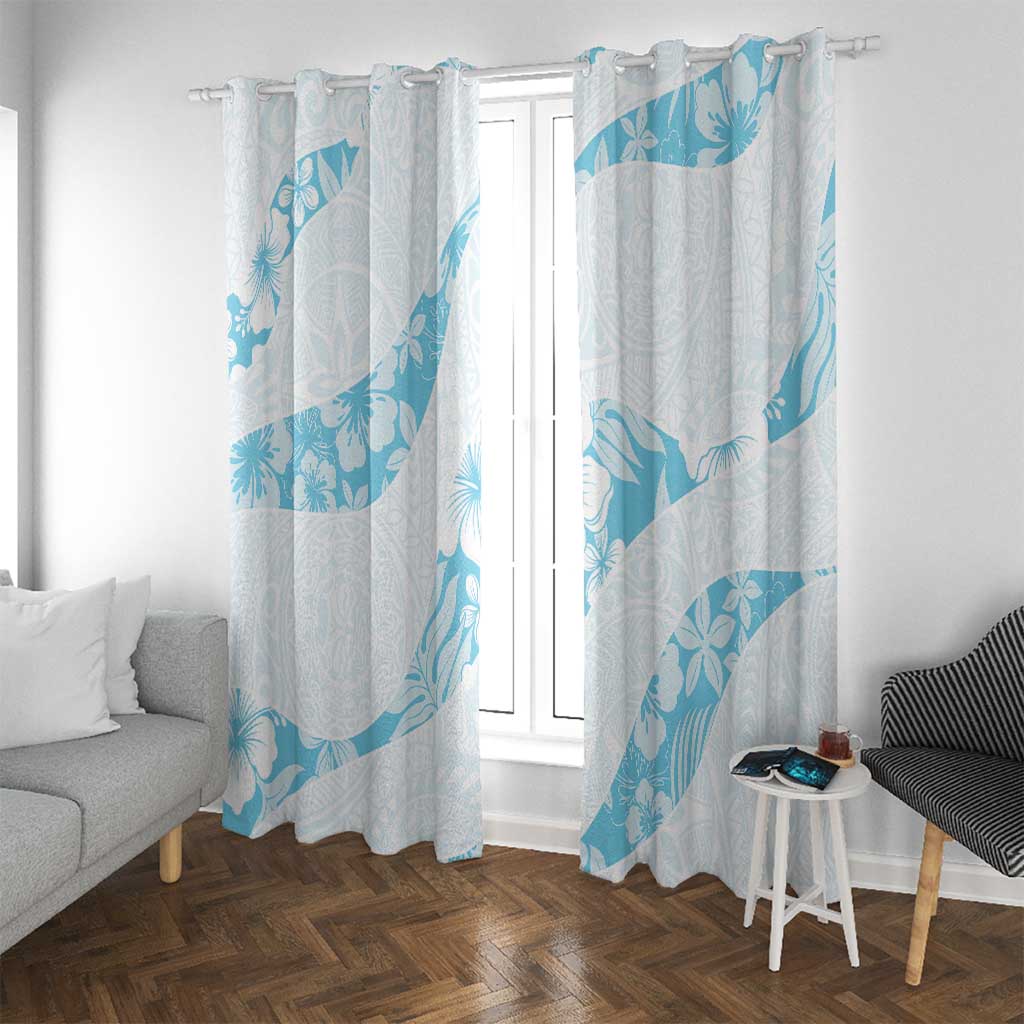 Aloha Hawaii Floral Tapa Window Curtain Patchwork Turquoise - Polynesian Pride