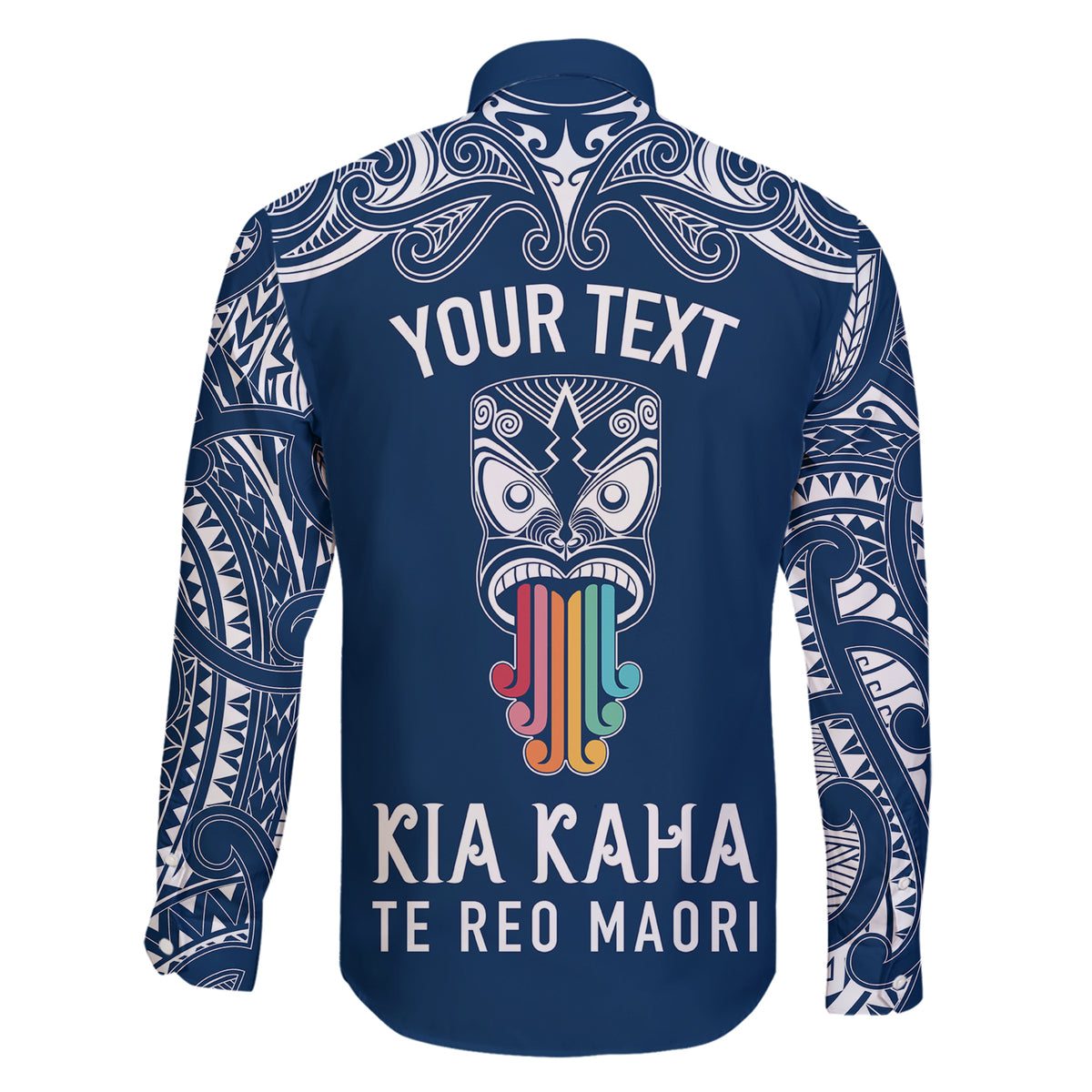 Personalised Kia Kaha Te Reo Maori Family Matching Short Sleeve Bodycon Dress and Hawaiian Shirt Hei Tiki Mix Koru - Navy Blue LT7 - Polynesian Pride