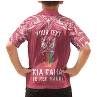 Personalised Kia Kaha Te Reo Maori Family Matching Mermaid Dress and Hawaiian Shirt Hei Tiki Mix Koru - Pink LT7 - Polynesian Pride