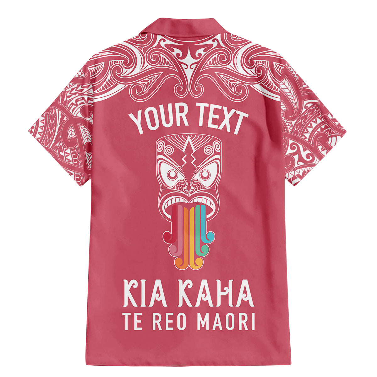 Personalised Kia Kaha Te Reo Maori Family Matching Mermaid Dress and Hawaiian Shirt Hei Tiki Mix Koru - Pink LT7 - Polynesian Pride