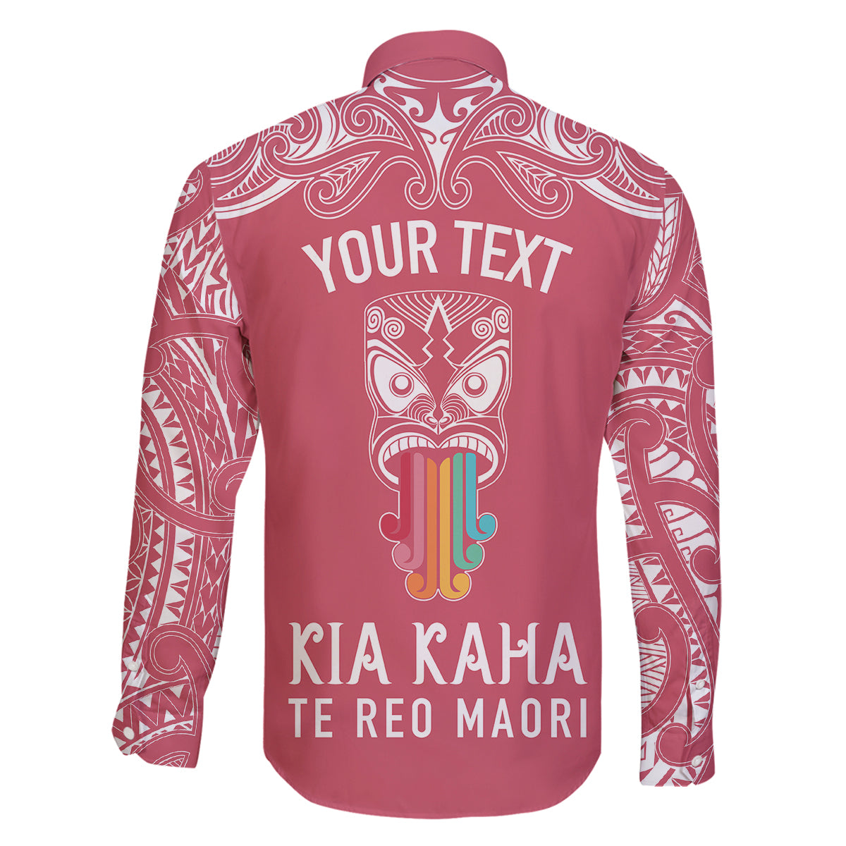 Personalised Kia Kaha Te Reo Maori Family Matching Mermaid Dress and Hawaiian Shirt Hei Tiki Mix Koru - Pink LT7 - Polynesian Pride