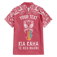 Personalised Kia Kaha Te Reo Maori Family Matching Off Shoulder Maxi Dress and Hawaiian Shirt Hei Tiki Mix Koru - Pink LT7 - Polynesian Pride