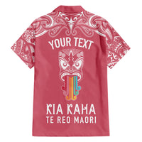 Personalised Kia Kaha Te Reo Maori Family Matching Short Sleeve Bodycon Dress and Hawaiian Shirt Hei Tiki Mix Koru - Pink LT7 - Polynesian Pride
