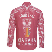 Personalised Kia Kaha Te Reo Maori Family Matching Tank Maxi Dress and Hawaiian Shirt Hei Tiki Mix Koru - Pink LT7 - Polynesian Pride