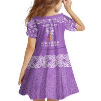 Personalised Kia Kaha Te Reo Maori Family Matching Long Sleeve Bodycon Dress and Hawaiian Shirt Hei Tiki Mix Koru - Purple LT7 - Polynesian Pride