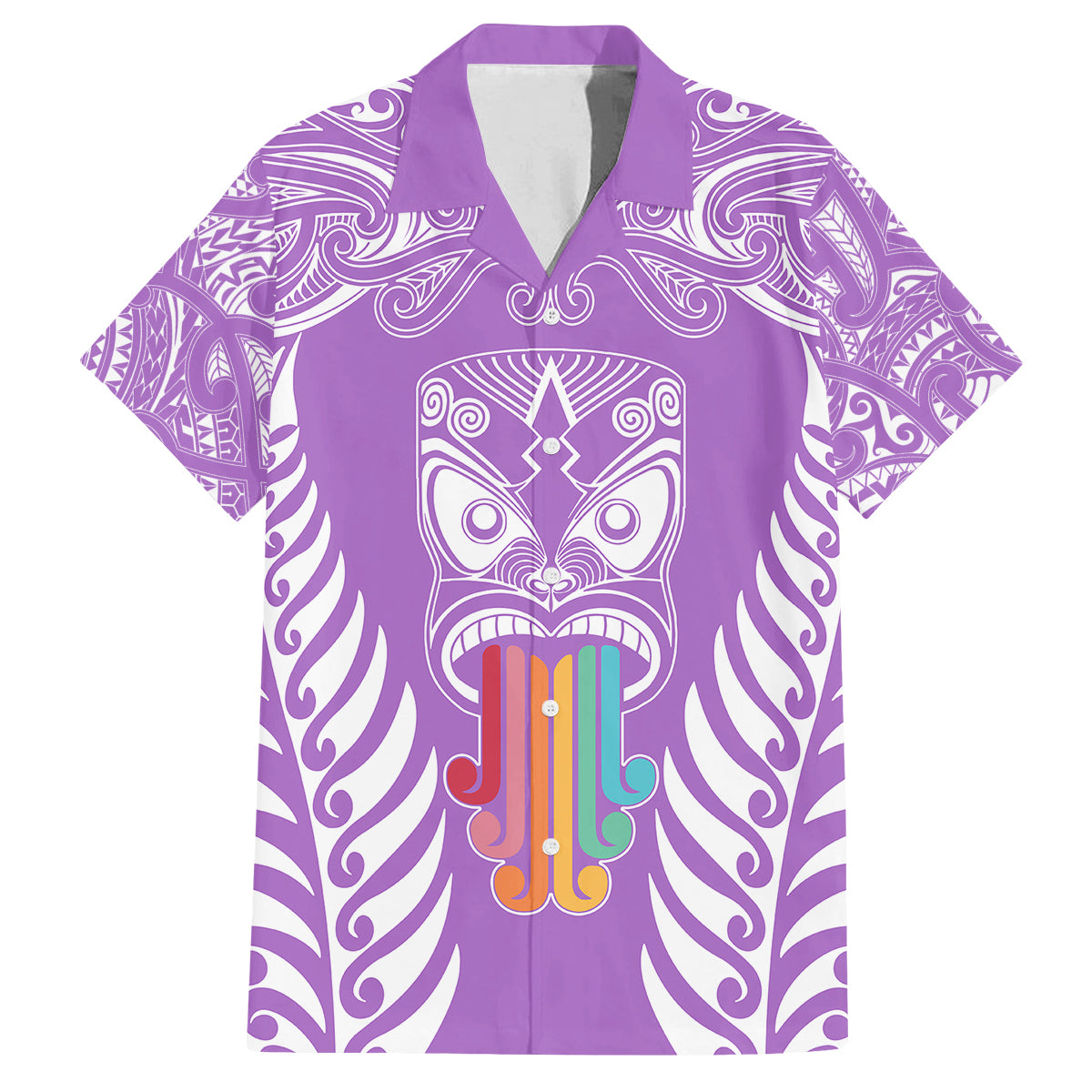Personalised Kia Kaha Te Reo Maori Family Matching Off Shoulder Maxi Dress and Hawaiian Shirt Hei Tiki Mix Koru - Purple LT7 Mom's Dress Purple - Polynesian Pride