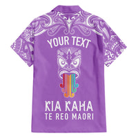 Personalised Kia Kaha Te Reo Maori Family Matching Off Shoulder Maxi Dress and Hawaiian Shirt Hei Tiki Mix Koru - Purple LT7 - Polynesian Pride