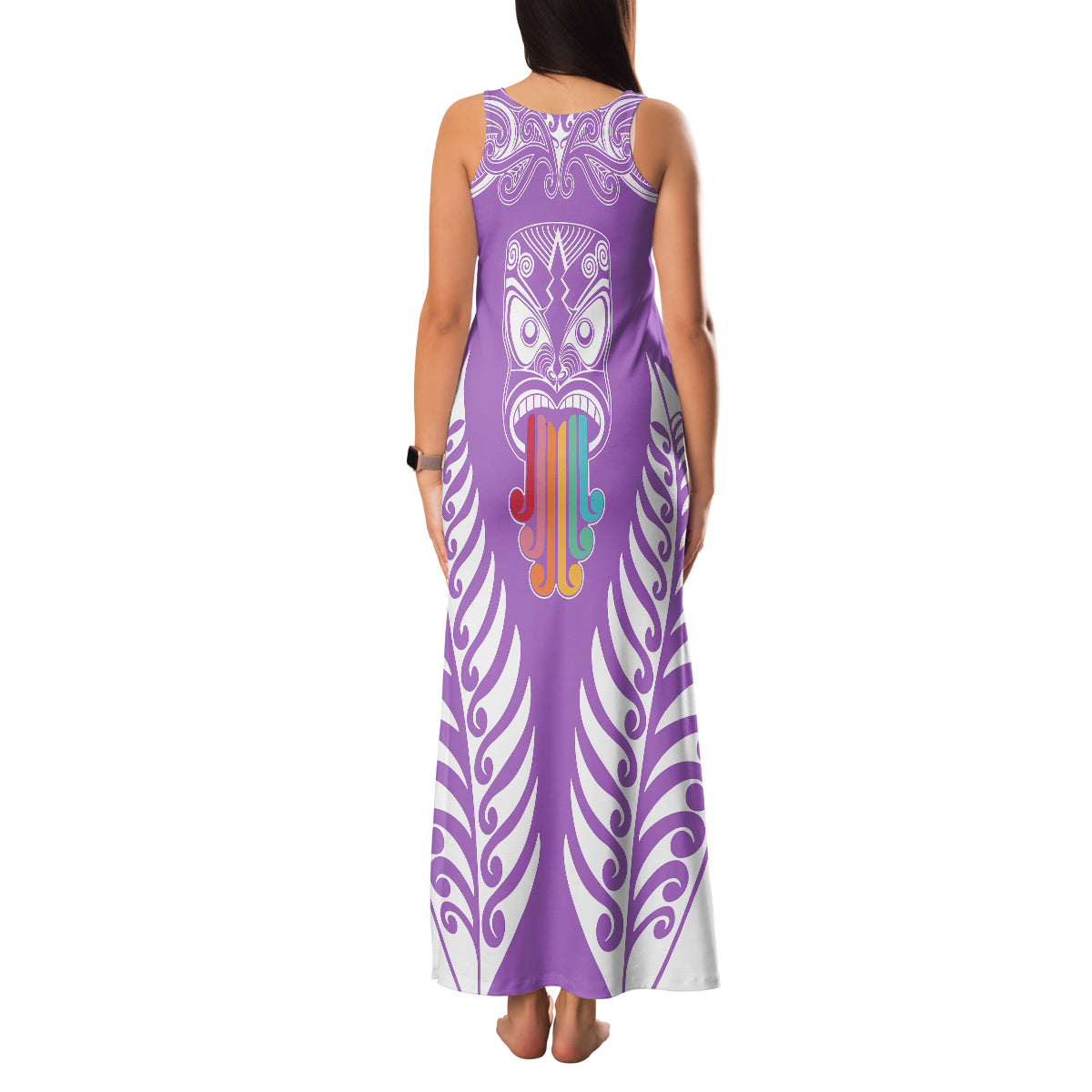 Personalised Kia Kaha Te Reo Maori Family Matching Tank Maxi Dress and Hawaiian Shirt Hei Tiki Mix Koru - Purple LT7 - Polynesian Pride
