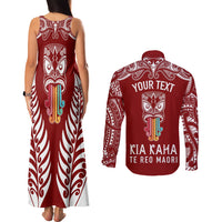 personalised-kia-kaha-te-reo-maori-couples-matching-tank-maxi-dress-and-long-sleeve-button-shirts-hei-tiki-mix-koru-red