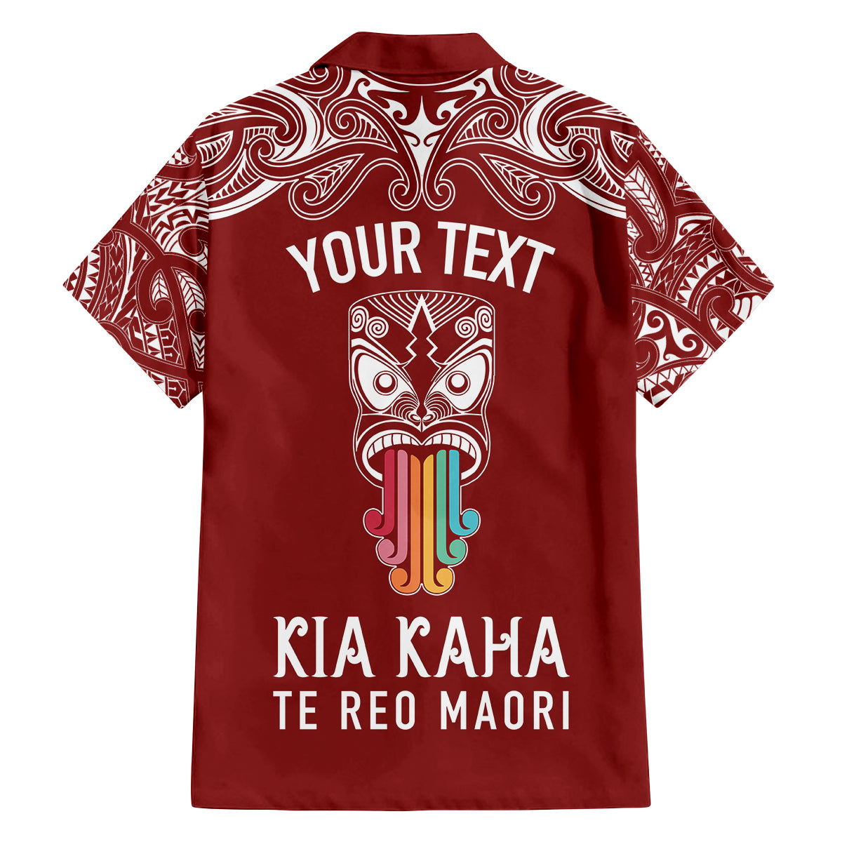 Personalised Kia Kaha Te Reo Maori Family Matching Long Sleeve Bodycon Dress and Hawaiian Shirt Hei Tiki Mix Koru - Red LT7 - Polynesian Pride