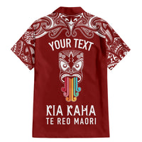 Personalised Kia Kaha Te Reo Maori Family Matching Mermaid Dress and Hawaiian Shirt Hei Tiki Mix Koru - Red LT7 - Polynesian Pride