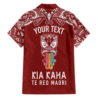 Personalised Kia Kaha Te Reo Maori Family Matching Short Sleeve Bodycon Dress and Hawaiian Shirt Hei Tiki Mix Koru - Red LT7 - Polynesian Pride