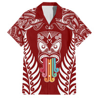Personalised Kia Kaha Te Reo Maori Family Matching Summer Maxi Dress and Hawaiian Shirt Hei Tiki Mix Koru - Red LT7 Dad's Shirt - Short Sleeve Red - Polynesian Pride