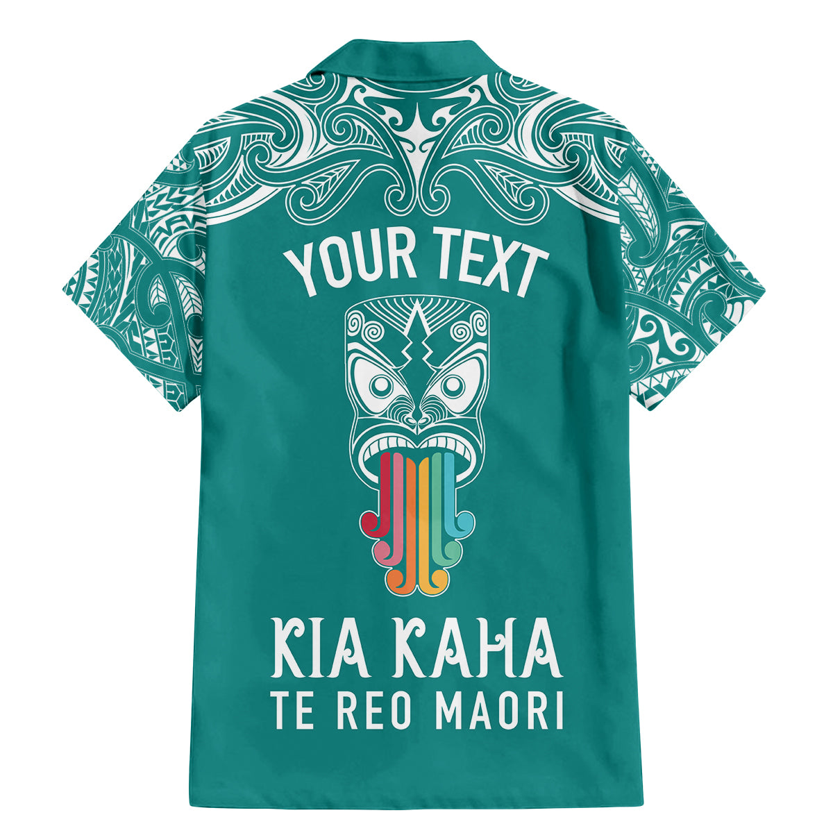 Personalised Kia Kaha Te Reo Maori Family Matching Mermaid Dress and Hawaiian Shirt Hei Tiki Mix Koru - Teal LT7 - Polynesian Pride