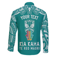 Personalised Kia Kaha Te Reo Maori Family Matching Mermaid Dress and Hawaiian Shirt Hei Tiki Mix Koru - Teal LT7 - Polynesian Pride