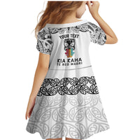 Personalised Kia Kaha Te Reo Maori Family Matching Mermaid Dress and Hawaiian Shirt Hei Tiki Mix Koru - White LT7 - Polynesian Pride