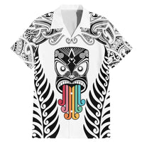 Personalised Kia Kaha Te Reo Maori Family Matching Mermaid Dress and Hawaiian Shirt Hei Tiki Mix Koru - White LT7 Dad's Shirt - Short Sleeve White - Polynesian Pride
