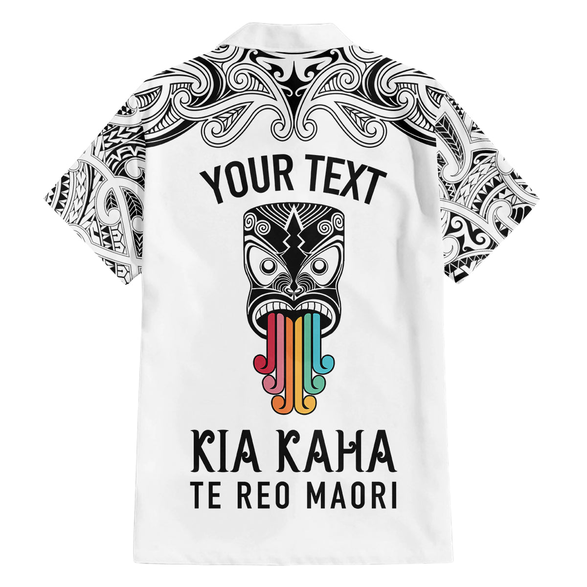Personalised Kia Kaha Te Reo Maori Family Matching Off Shoulder Long Sleeve Dress and Hawaiian Shirt Hei Tiki Mix Koru - White LT7 - Polynesian Pride